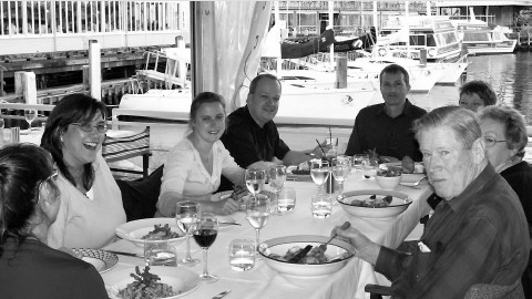 Picture of Maxine with Wellington members at the Dockside restaurant.