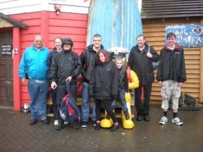 The group look rather begraggled from the combination of the rain and Stormforce 10