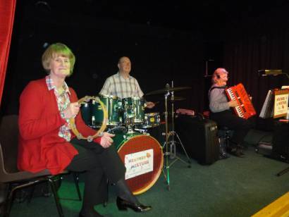 Photo of the band performing at the barn dance