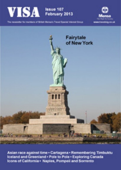 Sample cover of 'visa' magagazine, showing the Statue of Liberty
