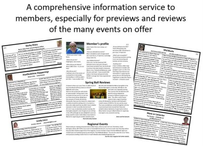 Sample of Empress pages. Captioned "A comprehensive information service to members, especially for previews and reviews of the many events on offer."