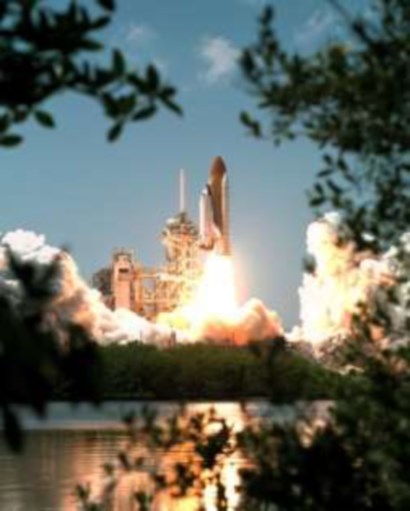 The space shuttle launching