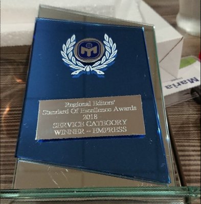 Regional Editors' Standard of Excellence award 2018 Service Category Winner - Empress