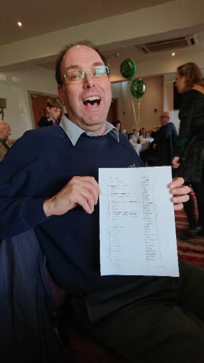 Richard with his completed quiz sheet where he identifies all 32 Irish counties