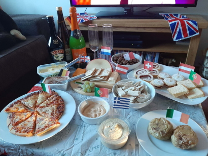 Plates of food and drink to reflect the participating nations of Eurovision