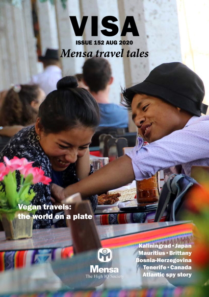 VISA - Mensa Travel Tales - The front cover of the August 2020 Travel SIG newsletter