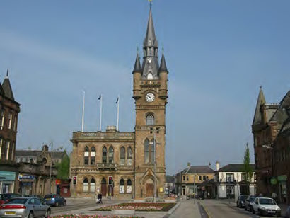 Building with a large clock tower