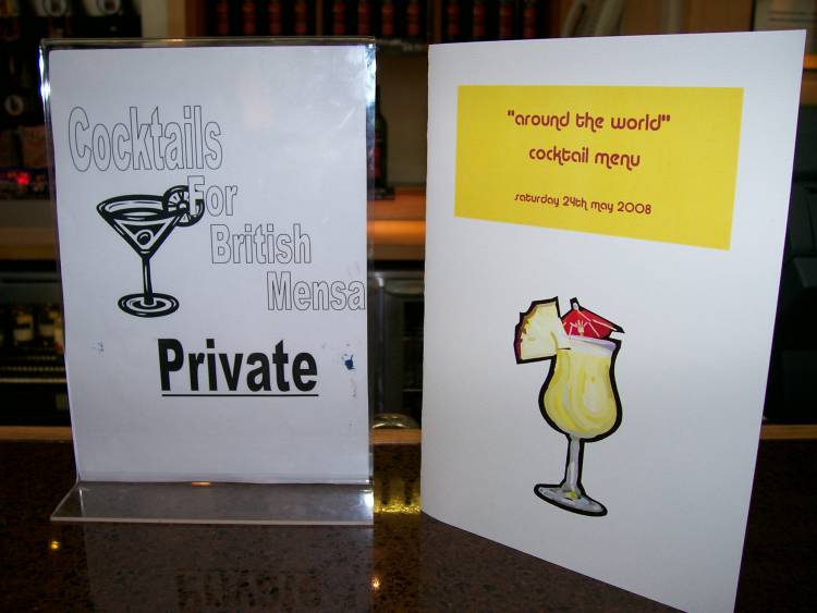 The cocktail menu had an 'Around the World' theme