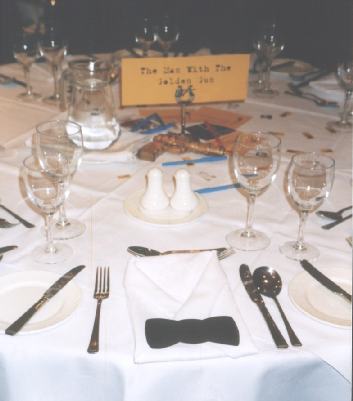 Picture indicating the table theming at the James Bond dinner