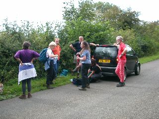 Picture of the group by their car preparing to set off