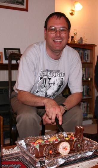 Picture of Richard Allen with his railway engine shaped cake.