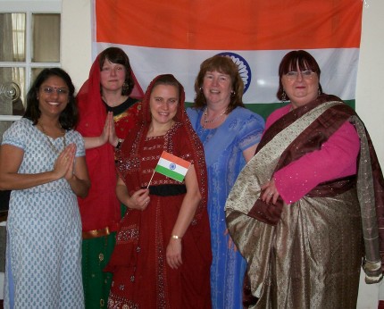 Some of the members dressed in Indian costume for the event.