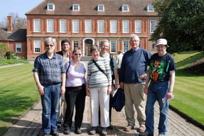A group of Mensans gather for a photo on the path up to Bradenham Manor.