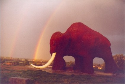 Mammoth with double rainbow